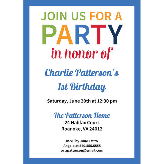 Colorful Party Invitations